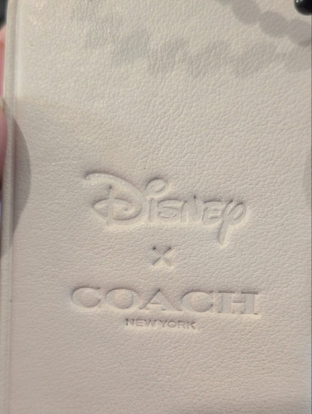 Coach x Disney Mickey Mouse Leather Hang Tag Bag Charm White Red - Picture 6 of 7